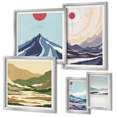 Decorațiune de perete set tablouri Peisaje montane abstracte