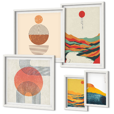Polyptic înrămat Peisaje geometrice abstracte