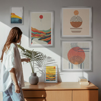 Polyptic înrămat Peisaje geometrice abstracte