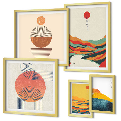 Polyptic înrămat Peisaje geometrice abstracte
