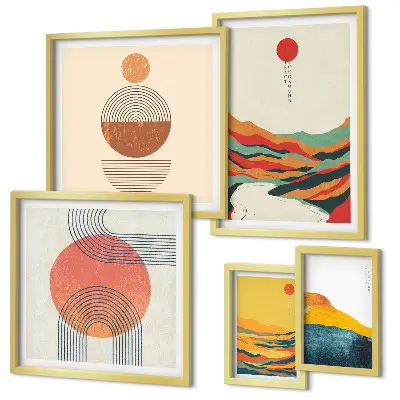 Peisaje geometrice abstracte tablou poliptic înrămat
