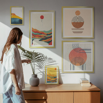 Polyptic înrămat Peisaje geometrice abstracte