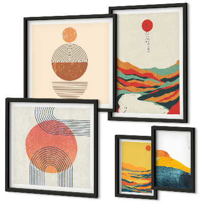 Polyptic înrămat Peisaje geometrice abstracte