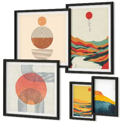 Peisaje geometrice abstracte tablou poliptic înrămat