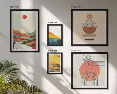 Peisaje geometrice abstracte tablou poliptic înrămat