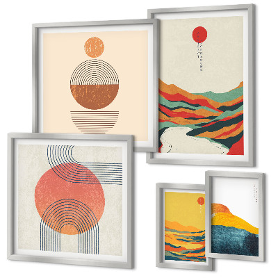 Polyptic înrămat Peisaje geometrice abstracte