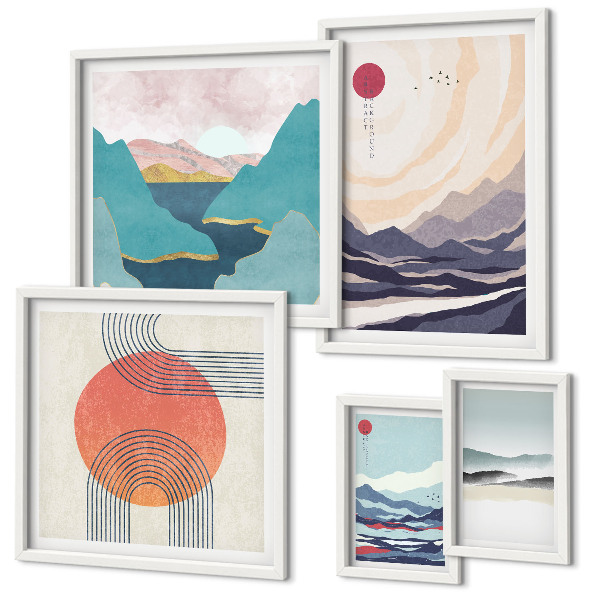 Decorațiune de perete set tablouri Peisaje montane abstracte