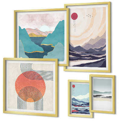 Decorațiune de perete set tablouri Peisaje montane abstracte