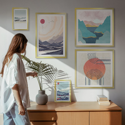 Decorațiune de perete set tablouri Peisaje montane abstracte