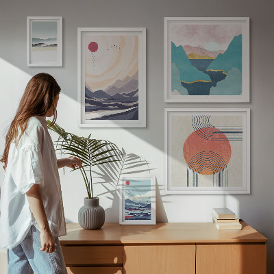Decorațiune de perete set tablouri Peisaje montane abstracte