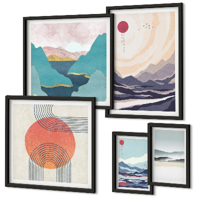 Decorațiune de perete set tablouri Peisaje montane abstracte