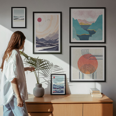 Decorațiune de perete set tablouri Peisaje montane abstracte