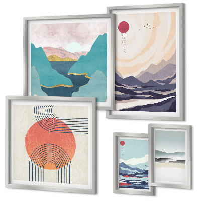 Decorațiune de perete set tablouri Peisaje montane abstracte