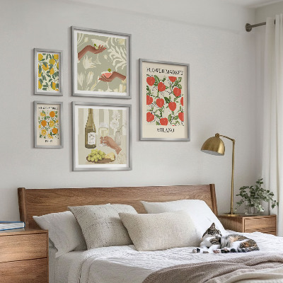 Decorațiune de perete set tablouri Târg de flori și fructe vintage