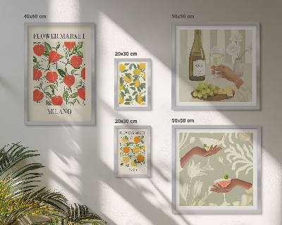 Decorațiune de perete set tablouri Târg de flori și fructe vintage