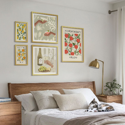 Decorațiune de perete set tablouri Târg de flori și fructe vintage