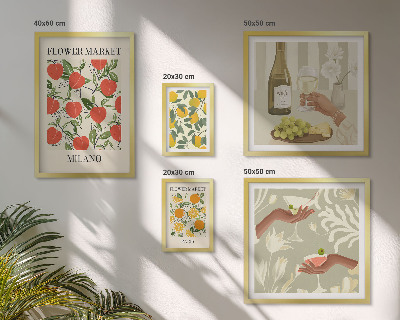 Decorațiune de perete set tablouri Târg de flori și fructe vintage