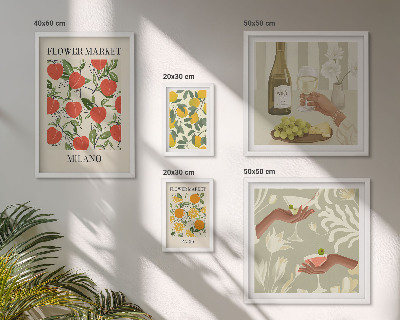 Decorațiune de perete set tablouri Târg de flori și fructe vintage