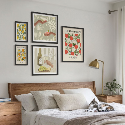 Decorațiune de perete set tablouri Târg de flori și fructe vintage