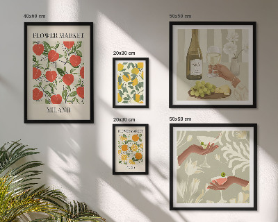 Decorațiune de perete set tablouri Târg de flori și fructe vintage