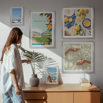 Decorațiune de perete set tablouri Vacanțe italiene în Amalfi și Capri