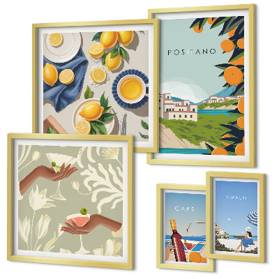 Decorațiune de perete set tablouri Vacanțe italiene în Amalfi și Capri