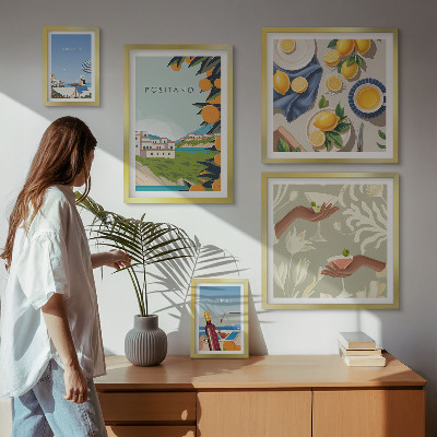 Decorațiune de perete set tablouri Vacanțe italiene în Amalfi și Capri