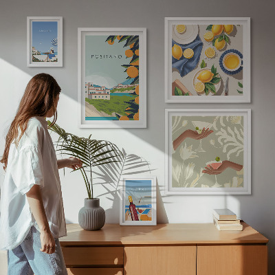 Decorațiune de perete set tablouri Vacanțe italiene în Amalfi și Capri