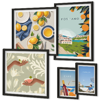 Decorațiune de perete set tablouri Vacanțe italiene în Amalfi și Capri