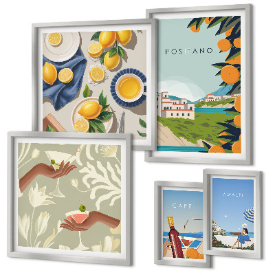Decorațiune de perete set tablouri Vacanțe italiene în Amalfi și Capri
