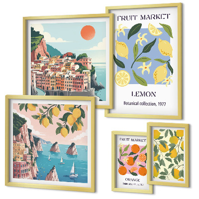 Polyptic înrămat Peisaje fructifere vintage