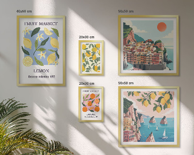 Polyptic înrămat Peisaje fructifere vintage