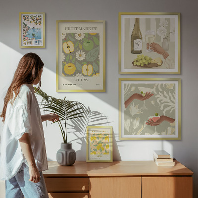 Decorațiune de perete set tablouri Ilustrații atmosferice din anii 1970