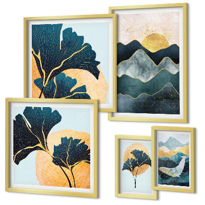 Polyptic înrămat Peisaje elegante cu plante montane