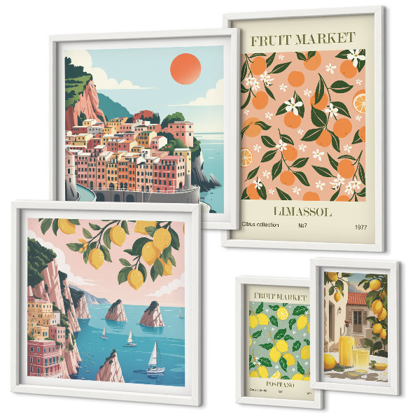 Decorațiune de perete set tablouri Piețele de fructe de pe litoral