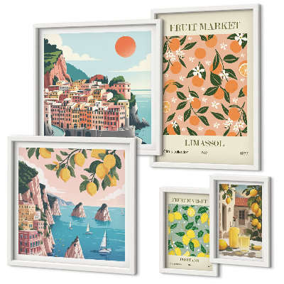 Decorațiune de perete set tablouri Piețele de fructe de pe litoral