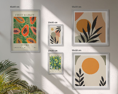Polyptic înrămat Motive retro cu fructe tropicale