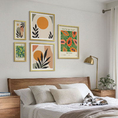 Polyptic înrămat Motive retro cu fructe tropicale