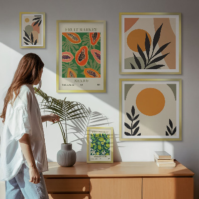 Polyptic înrămat Motive retro cu fructe tropicale