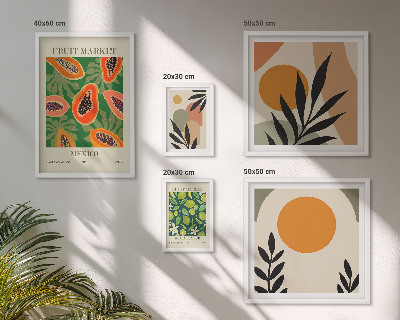 Polyptic înrămat Motive retro cu fructe tropicale