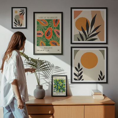Polyptic înrămat Motive retro cu fructe tropicale