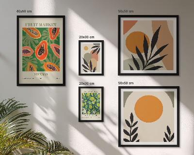 Polyptic înrămat Motive retro cu fructe tropicale