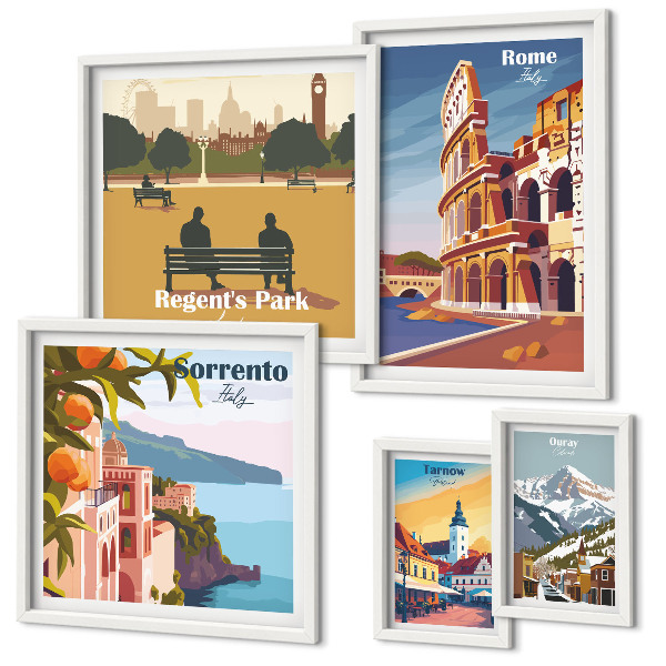 Decorațiune de perete set tablouri Peisaje ale orașelor europene