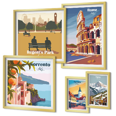 Decorațiune de perete set tablouri Peisaje ale orașelor europene
