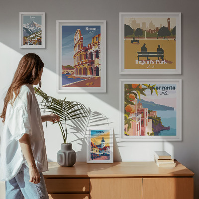 Decorațiune de perete set tablouri Peisaje ale orașelor europene