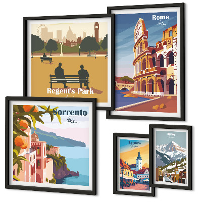 Decorațiune de perete set tablouri Peisaje ale orașelor europene