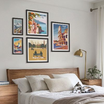 Decorațiune de perete set tablouri Peisaje ale orașelor europene