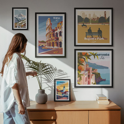 Decorațiune de perete set tablouri Peisaje ale orașelor europene