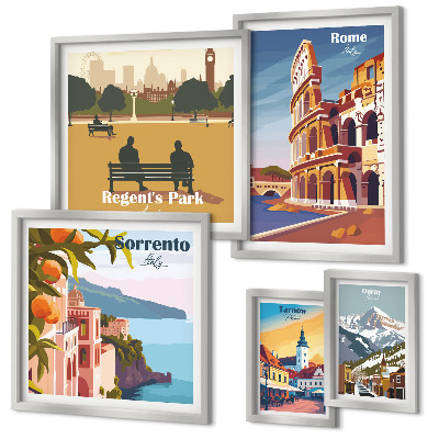 Decorațiune de perete set tablouri Peisaje ale orașelor europene