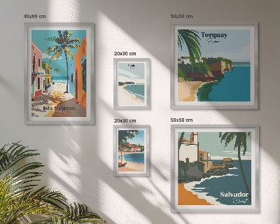 Decorațiune de perete set tablouri Plaje colorate de pe malul mării